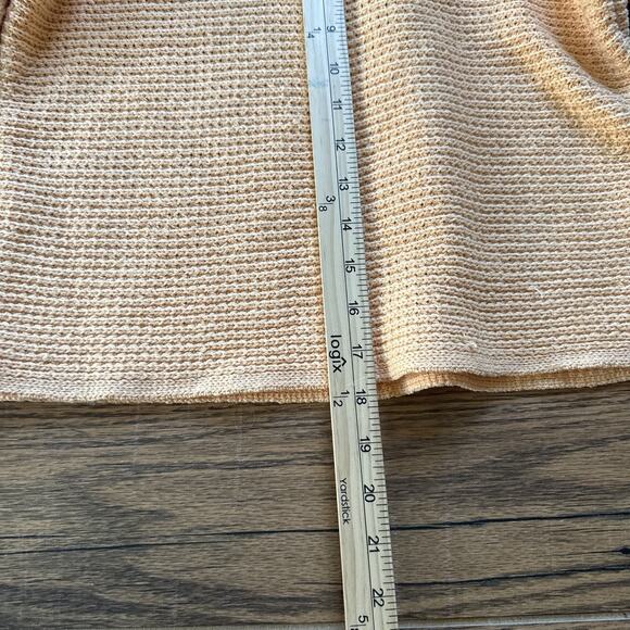 Peach Knit Button Shoulder Sweater Top Textured 3/4 Sleeve Cotton Blend Sz S - Picture 5 of 6